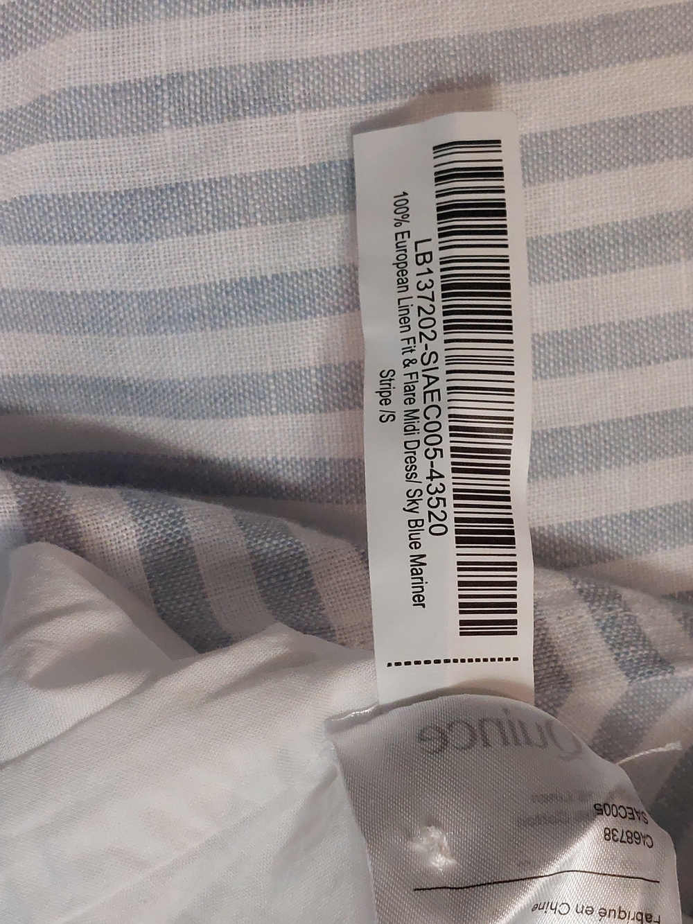 Quince 100% European Linen Fit & Flare Midi Dress Sky Blue Mariner Stripe S NWT - Picture 12 of 16